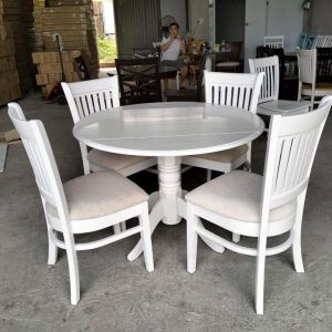 Bộ bàn tròn gấp gọn màu trắng 04