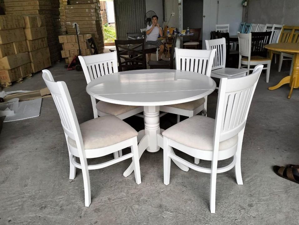 Bộ bàn tròn gấp gọn màu trắng 04