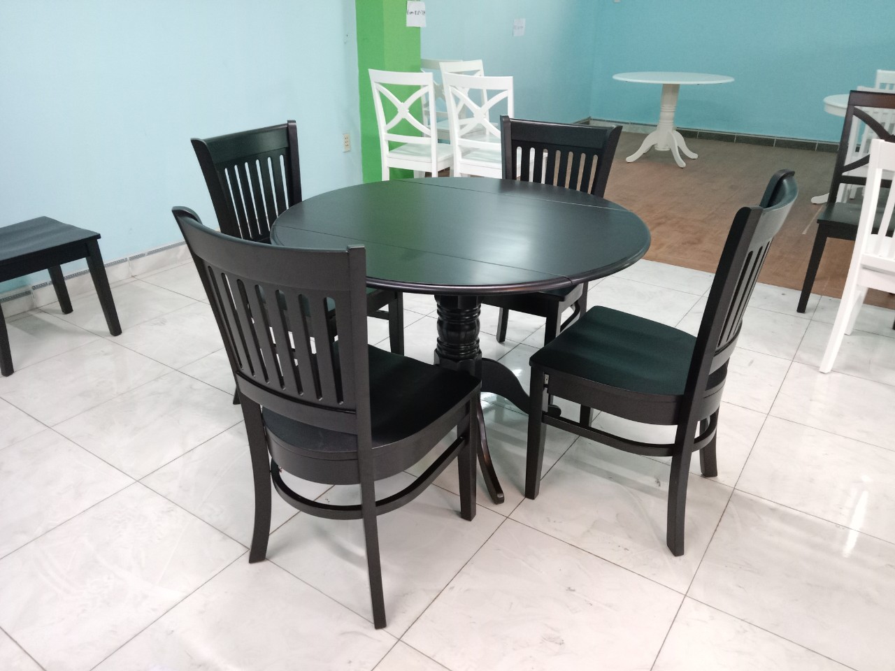 Bộ bàn tròn gấp gọn màu nâu 03