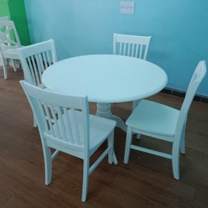 Bộ bàn tròn gấp gọn màu trắng 02