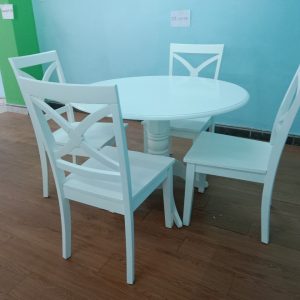 Bộ bàn tròn gấp gọn màu trắng 01